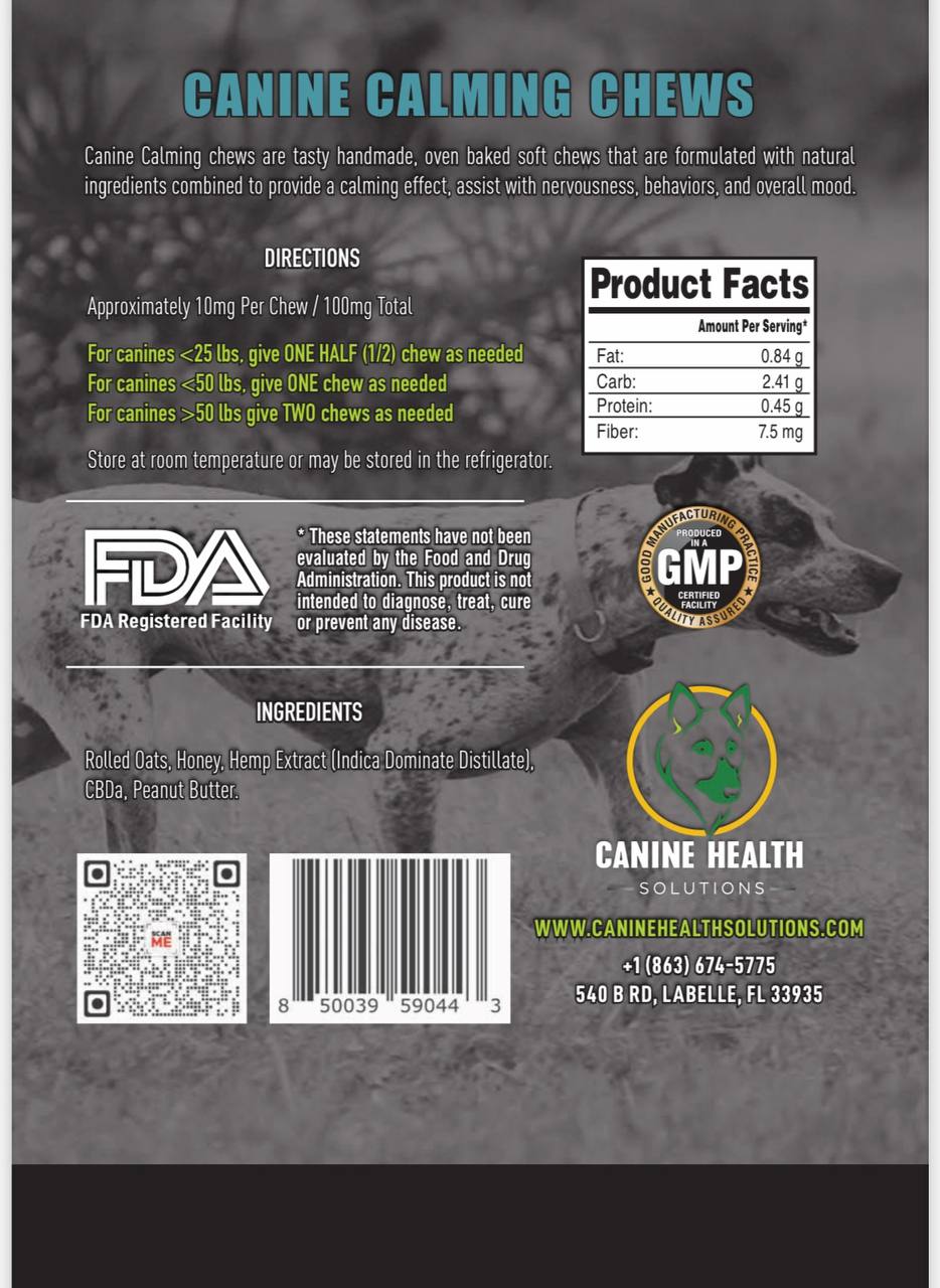 CANINE CALMING CHEWS (10 Chews, 60 Chews)