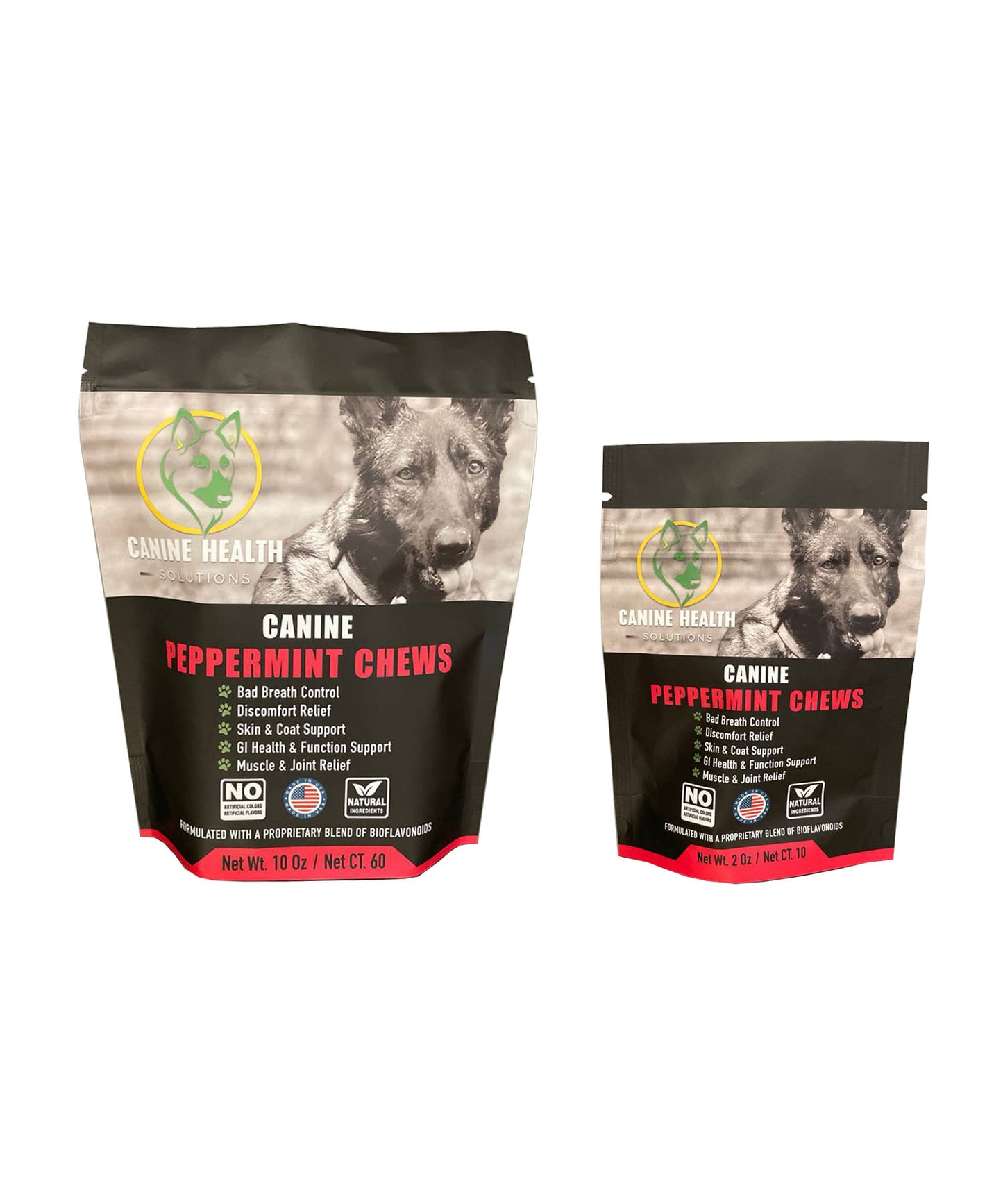 CANINE PEPPERMINT CHEWS (10 Chews, 60 Chews)