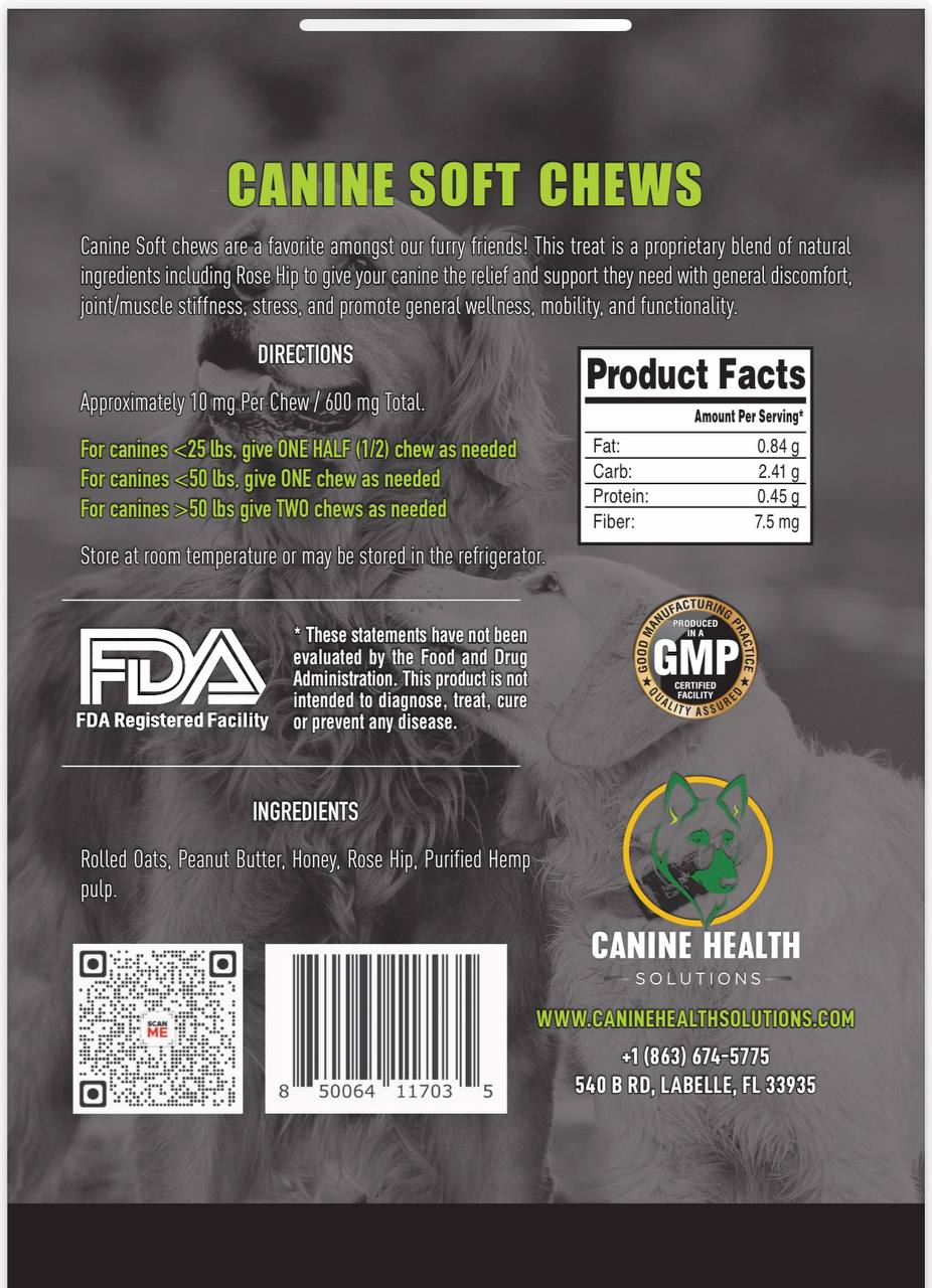 CANINE SOFT CHEWS (10 CHEWS, 60 CHEWS)